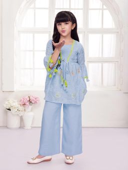 Mini Stitch - Chinon Embroidered Co-Ord Set- Sky-blue