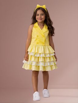 Lil Drama - Citrus Crush Girls Yellow Cotton Top and Skirt