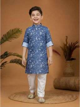 Mini Stitch - Cotton Kurta with Pyjama- Blue