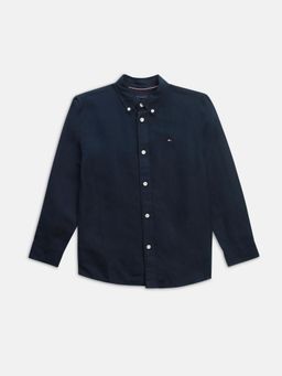 Tommy Hilfiger - Boys Solid Relaxed Fit Linen Shirt