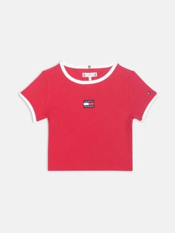 Tommy Hilfiger - Girls Solid Regular Fit Cotton T-Shirt