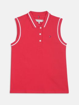 Tommy Hilfiger - Girls Solid Regular Fit Cotton Polo T-Shirt