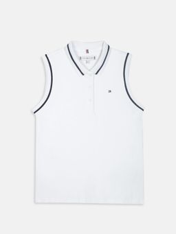 Tommy Hilfiger - Girls Solid Regular Fit Cotton Polo T-Shirt