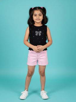KiddoPanti - Sleeveless T-shirt With Denim Shorts