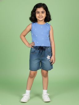 KiddoPanti - Sleeveless T-Shirt With Denim Shorts