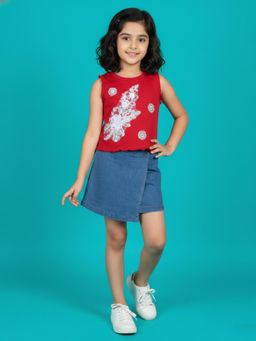 KiddoPanti - Sleeveless Crop Racer Back T-Shirt and Skorts