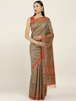 Soch - Printed Art Silk Saree with Unstitched Blouse