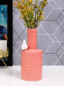 Tayhaa - White Textured Ceramic Flower Vase