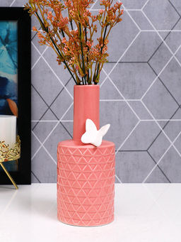 Tayhaa - Peach Textured Ceramic Flower Vase
