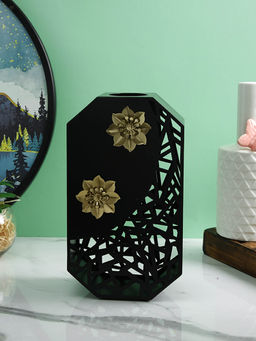 Tayhaa - Noir Bloom Black Geometric Flower Vase