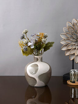 Tayhaa - Grey Textured Ceramic Harmony Sphere Flower Vase