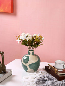 Tayhaa - Green Textured Ceramic Harmony Sphere Flower Vase