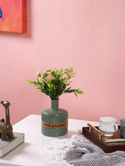 Tayhaa - Green Ceramic Flower Vase with Band