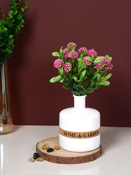 Tayhaa - White Ceramic Flower Vase with Home & Garden Band