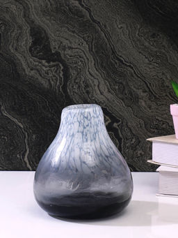 Tayhaa - Grey Printed Glass Flower Vase