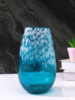 Tayhaa - Teal Speckled Glass Flower Vase