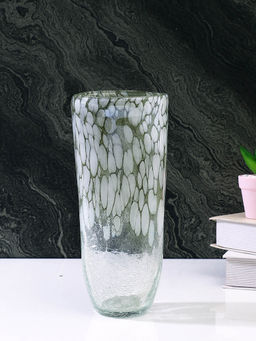 Tayhaa - Green Speckled Glass Flower Vase