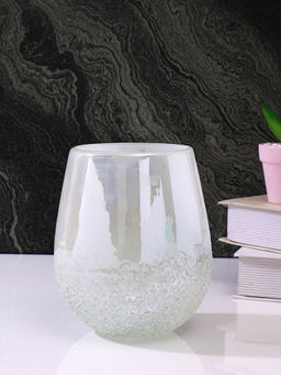 Tayhaa - White Textured Glass Flower Vase