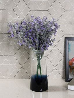 Tayhaa - Blue & Transparent Glass Flower Vase