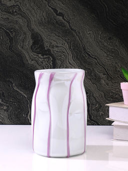 Tayhaa - White Striped Glass Flower Vase
