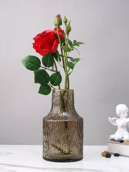 Tayhaa - Amber Noir Ripple Blue Textured Glass Flower Vase