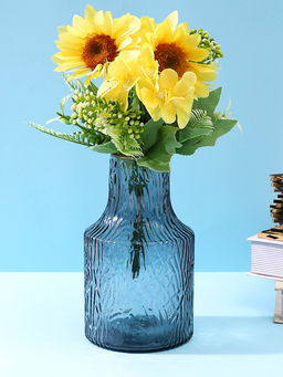 Tayhaa - Shadow Luxe Charcoal-Grey Textured Glass Flower Vase
