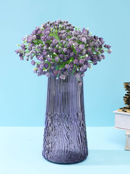 Tayhaa - Obsidian Purple Wave Textured Glass Flower Vase