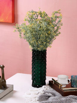 Tayhaa - Emerald Green Textured Glass Flower Vase