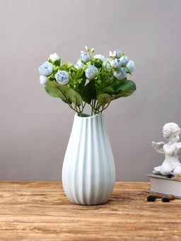 Tayhaa - Blue Ripple-Striped Ceramic Flower Vase