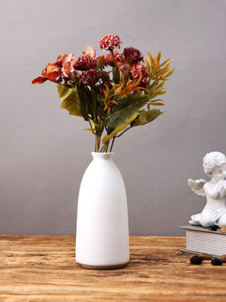 Tayhaa - White Matte Ceramic Arctic Frost Flower Vase