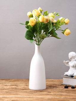 Tayhaa - Arctic Whisper White Matte Ceramic Bottle Shaped Flower Vase