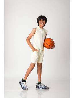 Urban buds - Boys Sleeveless Hooded Active T-shirt and Short