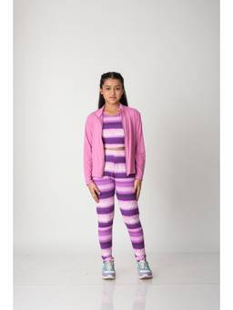 Urban buds - Premium Girls Activewear Jacket with Crop Top and Leggings
