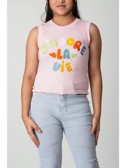 Urban buds - Girls Sleeveless Embroidered Tank Top - 100% Cotton