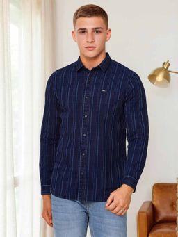 Lee - Men's Checks Navy Blue Shirt Slim Fit