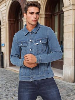Lee - Men Indigo Solid Jacket (Regular)