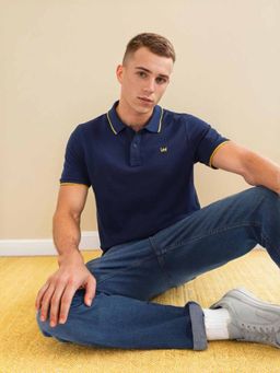 Lee - Men Slim Solid Navy Polo T-Shirt