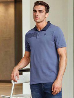 Lee - Mens Graphic Print Blue Polo T-Shirt (Slim)