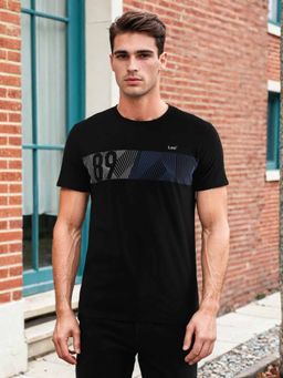 Lee - Mens Graphic Print Black Crew Neck T-Shirt (Slim)