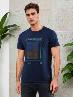 Lee - Mens Graphic Print Navy Crew Neck T-Shirt (Slim)