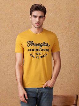 Wrangler - Mens Logo Yellow Crew Neck T-shirt