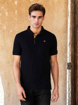 Wrangler - Mens Solid Blue Polo T- Shirt