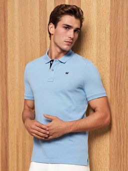 Wrangler - Mens Solid Blue Polo T-shirt