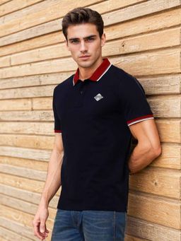 Wrangler - Mens Solid Blue Polo T-shirt