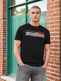 Wrangler - Mens Graphic Print Black Crew Neck T-shirt