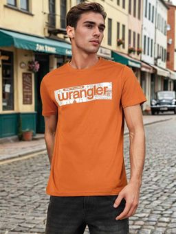 Wrangler - Mens Logo Orange T-shirt