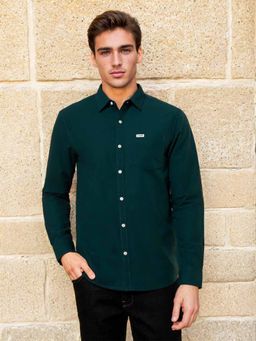 Wrangler - Mens Solid Green Casual Shirt