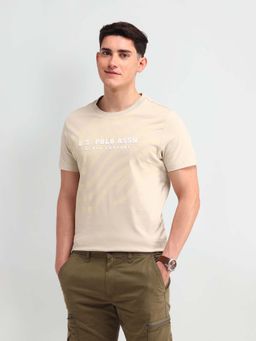 U.S. POLO ASSN. - Beige Printed Crew Neck T-Shirt