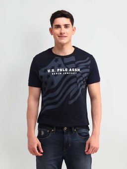 U.S. POLO ASSN. - Navy Blue Printed Crew Neck T-Shirt