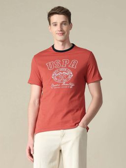 U.S. POLO ASSN. - Red Printed Crew Neck T-Shirt